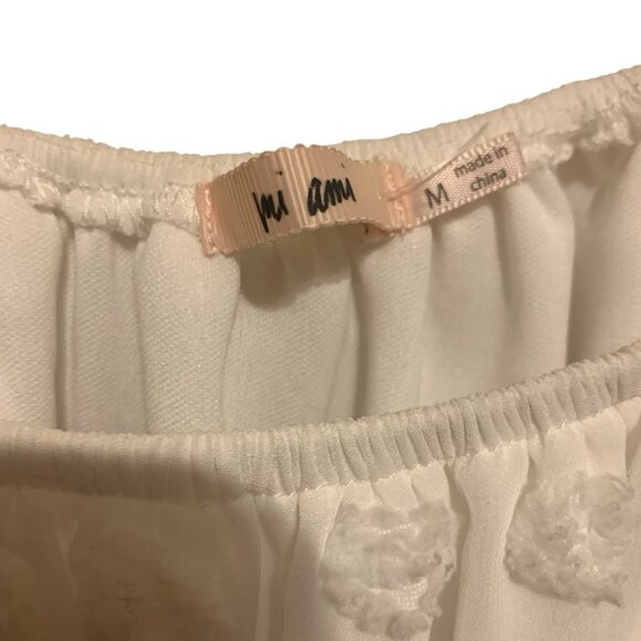 MIAMI Women’s White Top Cropped Off Shoulder & Rushed M Fairy Feminine Coquette - Picture 9 of 10